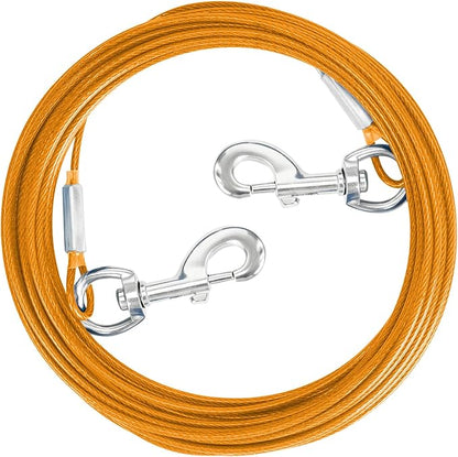 Tie Out Cable for Dogs,10/20/30/50/100FT Dog Leads for Yard Chew Proof,Heavy Duty Tie Out Cable for Large Dogs Up to 125lbs,Dog Runner Tether (Orange, 125Ibs 10ft)