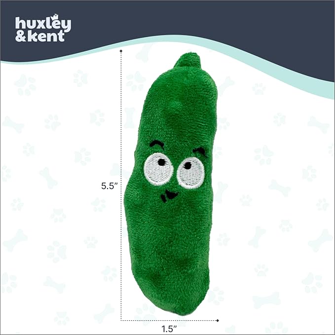 Huxley & Kent Funny Dog Toy w/Squeaker – Power Plush Squeaky Dog Toys for Small Dogs – Durable Small Stuffed Animal for Indoor Play & Fetch - Tiny Tuff Dell Pickle