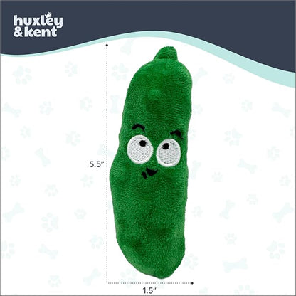 Huxley & Kent Funny Dog Toy w/Squeaker – Power Plush Squeaky Dog Toys for Small Dogs – Durable Small Stuffed Animal for Indoor Play & Fetch - Tiny Tuff Dell Pickle