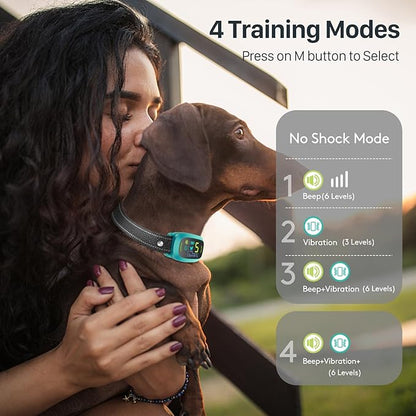 FAFAFROG Dog Bark Collar for Large Medium Small Dogs, Rechargeable Smart Bark Collar, Anti Barking Training Collar with 5 Adjustable Sensitivity Beep Vibration (Teal)