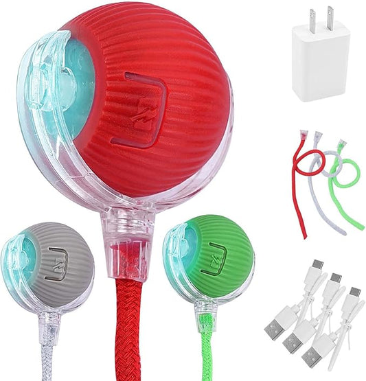 2026 Cat Toy, Electric Ball, Automatic USB-Rechargeable Ball Toy 3-Pack (Red/Green/Gray)