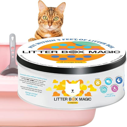 Litter Box Magic Cat Litter Deodorizer Jar (Orange Scent, 16 Oz, Pack of 1) - Cat Litter Odor Control Gel In A Jar - Cat Litter Box Pet Air Freshener - Litter Odor Eliminator to Freshen Air