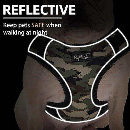 PUPTECK Small Dog Harness and Leash Set, No Pull Adjustable Puppy Cat Harness, Reflective Soft Mesh Pet Vest Small Sized, Camouflage, S