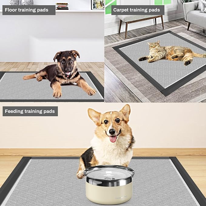 Charcoal Puppy Pads 28x34 Inches Extra Large Dog Pee Pads Odor-Control & Leak-Proof Disposable Pet Training Edge-Wrapping Thicken Potty Pad for Dogs, Cats, Rabbits (100 Pieces)