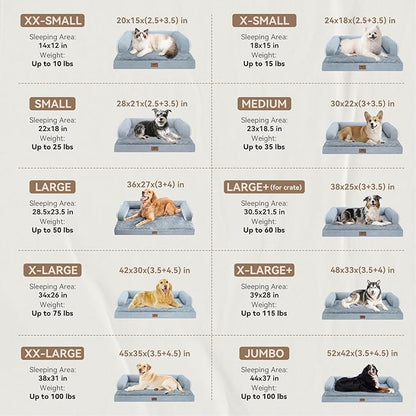 Large Dog Bed Orthopedic Washable - Beds Bolster Pet - XXL XXLarge Big Dogs - Memory Foam - Couch Sofa - Waterproof with Removable Cover - Grey Dog Bed