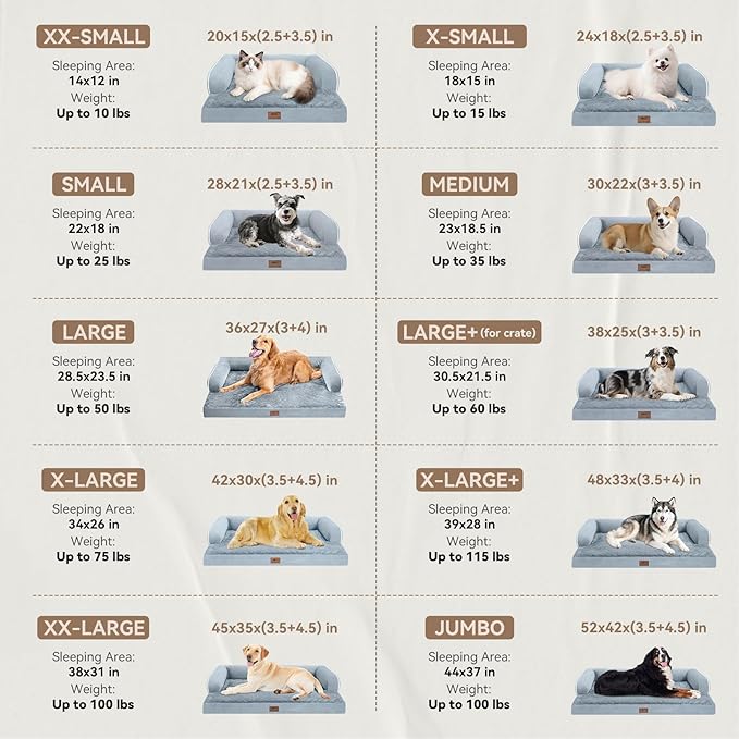 Extra Large Dog Bed Orthopedic Waterproof: Memory Foam Dog Bed for XL XLarge Extra Big Dogs - Couch Sofa - Washable with Removable Cover
