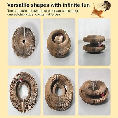 Kitty Curls Cat Toy,Magic Organ Cat Toy,Cat Scratcher for Grinding Claw Cardboard Cat Toys,Interactive Scratch Pad with Toy Ball