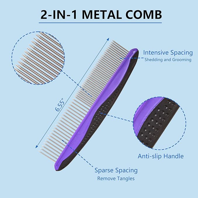 EAFBAO Extra Long Pin Brush for Large Dogs, Remove Loose Fur and Tangles; 5-in-1 Dog Grooming Brush for Long Haired Dogs&Cats