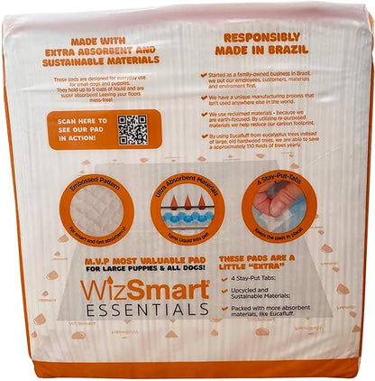 WizSmart Essentials Pads XL – Extra Large Dog Pads 23.5" x 35.4", Disposable Absorbent Pads for Large Dogs, Puppies, Senior Dogs, Incontinence, Urine, Water, Potty Training, Home, Travel - 50 Count