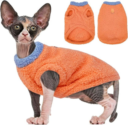 ADNIKIA Cat Sweater, Warm Kitten Coat Fleece Vest, Sphynx Hairless Cat Shirts, Soft Pajamas for Cats Only