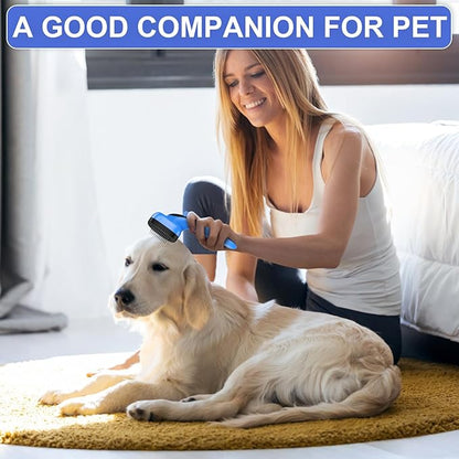 WOPQAEM Self Cleaning Slicker Brush for Dog, Cat, Skin Friendly Shedding & Grooming Tool for Long and Short Haired Pets, Easy Clean Retractable Bristles, Blue