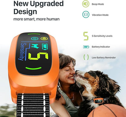 FAFAFROG Dog Bark Collar for Large Medium Small Dogs, Rechargeable Smart Bark Collar, Anti Barking Training Collar with 5 Adjustable Sensitivity Beep Vibration (Orange)