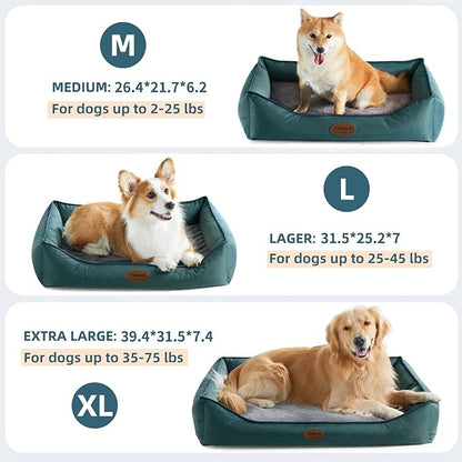 Tidore Orthopedic Dog Beds for Medium Dogs, Durable Egg Crate Foam Sofa Dog Bed wit Washable Removable Cover,Waterproof Lining,Pet Bed for Large Dogs (Olive Green, 26.4" L x 21.7" W x 6.2" Th)