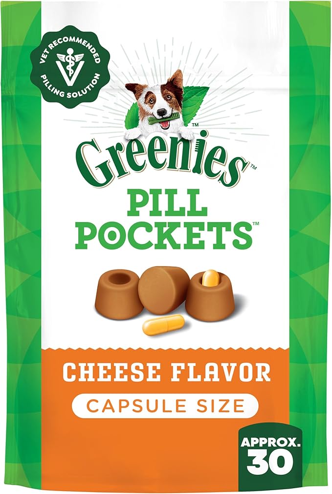 Greenies Pill Pockets for Dogs, Large Size Soft Dog Treats, Cheese Flavor, 7.9 oz. Pouch