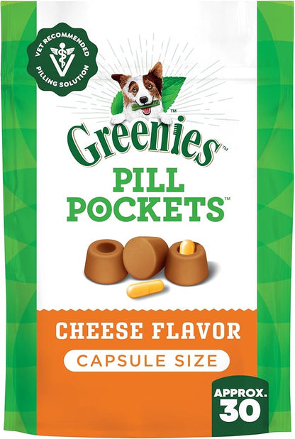 Greenies Pill Pockets for Dogs, Large Size Soft Dog Treats, Cheese Flavor, 7.9 oz. Pouch