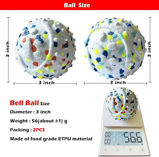 CAISHOW Dog Ball Squeak Toys (Bell Ball 2Pcs White)