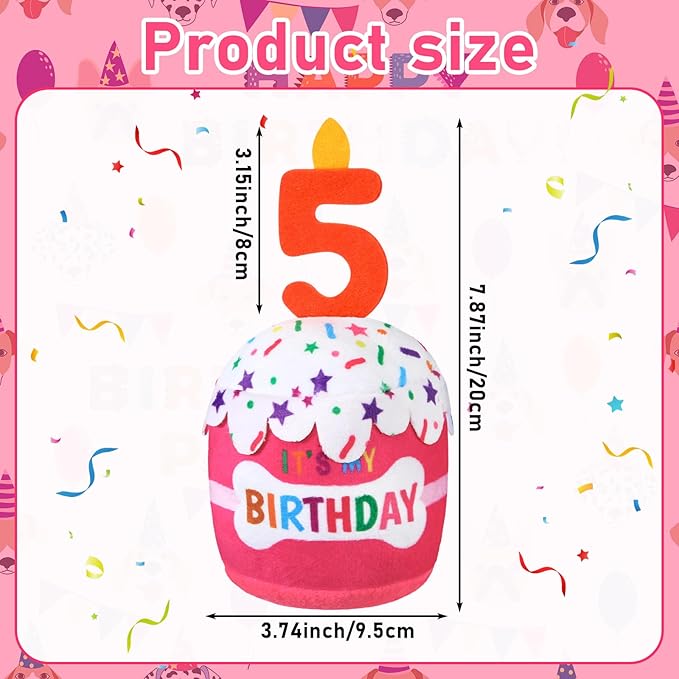 Dog Birthday Cake Toy Accessories for Girl Boy Gifts, Squeaky Plush Toy for Dog Birthday Party Decor Favor for Large, Medium and Small Dogs(5th,Pink)