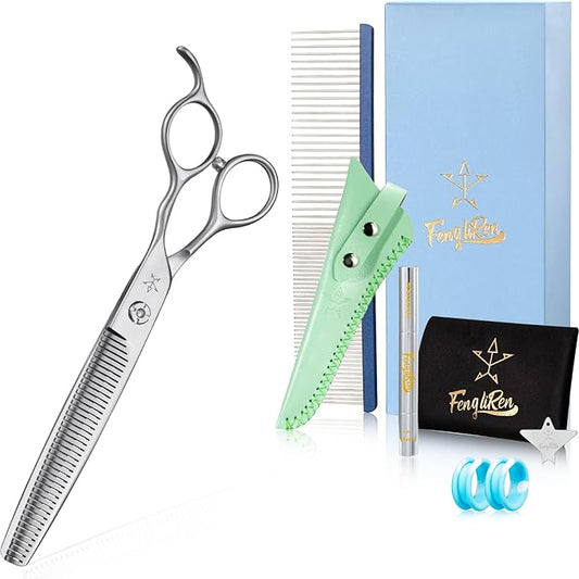 High-end Professional Dog Grooming Thinning Scissors Teeth Cutting Blending Shears Pet Texturizing Shears 7 Inch Extremely Very Sharp Stainless Steel Alloy For Cat Other Animals Groomer