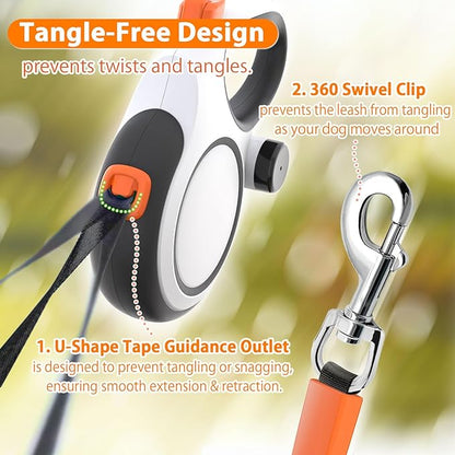 Meegood Retractable Dog Leash 26ft Heavy-Duty for Medium & Large Dogs - Upgraded Lock, Tangle-Free, Ergonomic Grip - Perfect for Walking, Running, Outdoor Training