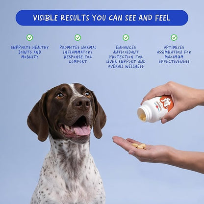 Turmeric for Dogs Anti Inflammatory Pain Relief - 120 Chewable Tablets - Hip & Joint Support Anti Inflammatory for Dogs with Curcumin and BioPerine, Antioxidant, Cardiovascular