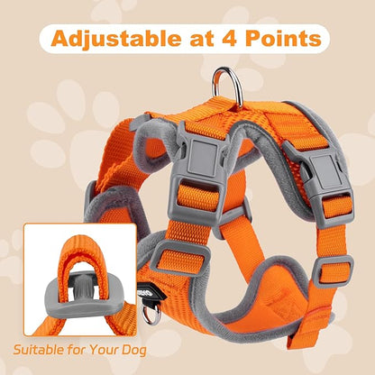 Small Dog Harness and Leash Set, No Pull Adjustable Pet Harness for Small Dogs, Breathable Mesh Rflective Dog Vest Harness (Orange, S)