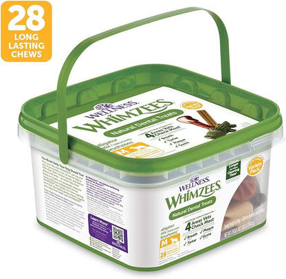 Whimzees Wellness Variety Pack Dog Dental Treats, Medium Size, (28 Count)