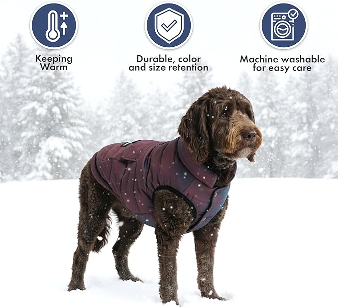 Spark Paws Dog Winter Jacket, Water-Resistant Coat, Warm Reflective Windproof Fleece-Interior, for Medium and Large Dogs - Cosmic - 3XL