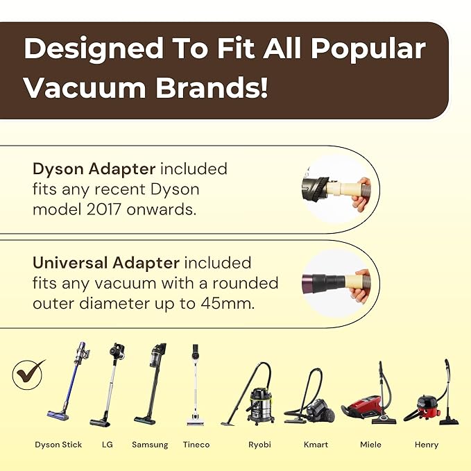 GROOMI Vacuum Pet Brush Kit – 3‑in‑1 Dog & Cat Grooming Tool, Self‑Cleaning Deshedding Brush & Pet Hair Remover, Universal Vacuum Attachment Including Dyson, Short, Medium & Long Fur, All Breeds