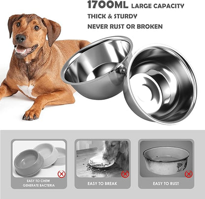 ADENGL Elevated Dog Bowls, 10" Tall Height, Raised Bowl Stand with 2 Stainless Steel Food Feeder Bowls (58oz) and Spill-Proof Mat for Medium Large and Small Breeds, Grey