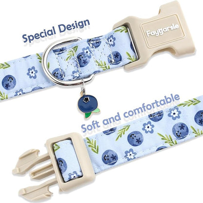 Faygarsle Blueberry Pattern Dog Collar for for Summer Small Medium Large Dogs Light Blue L