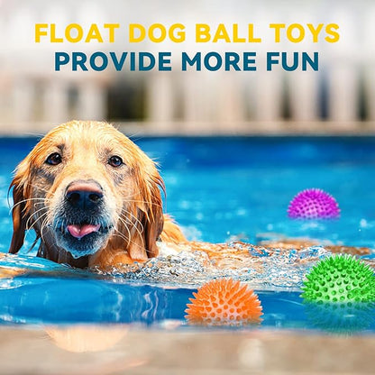 SHARLOVY 3.5” Large Dog Toys Ball, 6 Pack Squeaky oys, Durable for Aggressive Chewers, Spiky Ball for Clean Teeth and Training, Fetch Toys for Large Dogs, for Puppy Chew and Teething