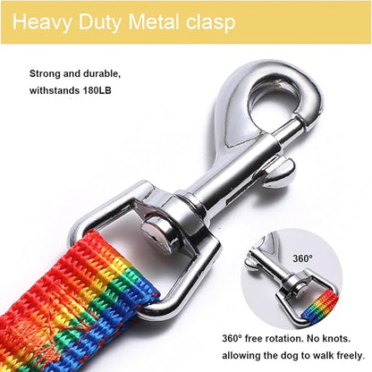 6 FT Puppy Leashes, Strong Traditional Style Leash with Easy to Use Collar Hook,Dog Lead Great for Small and Medium and Large Dog (Rainbow, 5/8 in x 6 ft)
