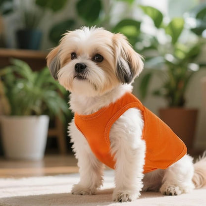 4 Pcs Cat Shirts Solid Color Dog Clothes Summer Sleeveless Pet T Shirts for Small Pet Dogs Cat (Black,Grey,Red,Orange, X-Small)