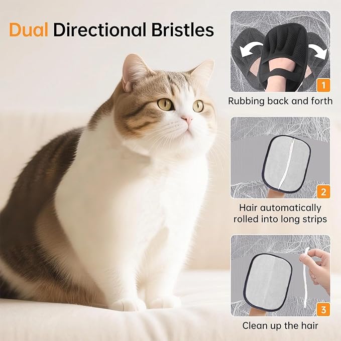 Remover for Dogs & Cats – Gentle Grooming Tool for Pet Hair Removal Glove for Dogs & Cats – Upgraded Reusable Brush Pet Hair Gloves, Magic Brush Pet Hair Remover