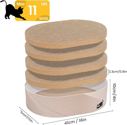 Conlun Cat Scratcher Box with 4 Cat Scratching Board Reversible Scratch Pad, Heavy Duty Corrugated Cardboard Pet Bed Lounger Kitty Scratchers for Indoor, Protects Furniture,Kittens Gifts-Large