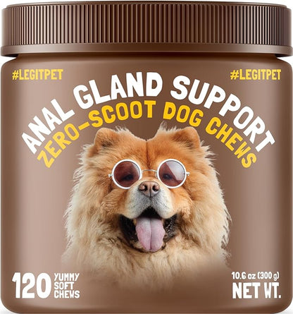 LEGITPET Anal Gland Relief Chews for Dogs Fiber & Digestive Support Supplement Soft Treats for Healthy Bowel & Gland Function Helps Reduce Scooting Promotes Dog Health & Comfort 120 pcs