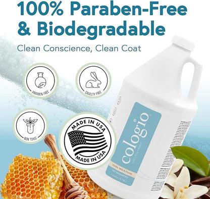 Cologio Dog Shampoo with Manuka Honey, Moisturizing Dog Shampoo for Sensitive and Dry Itchy Skin, Shampoo for Dogs with Allergies and Dry Skin, Odor Eliminator, Paraben-Free, Made in USA 1 Gallon