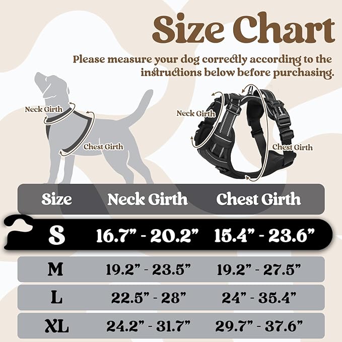rabbitgoo Dog Harness Small Sized, No Pull Pet Harness with 3 Buckles, Adjustable Soft Padded Vest with Control Handle, Walking Reflective Pet Vest for Small Dogs, Black, S