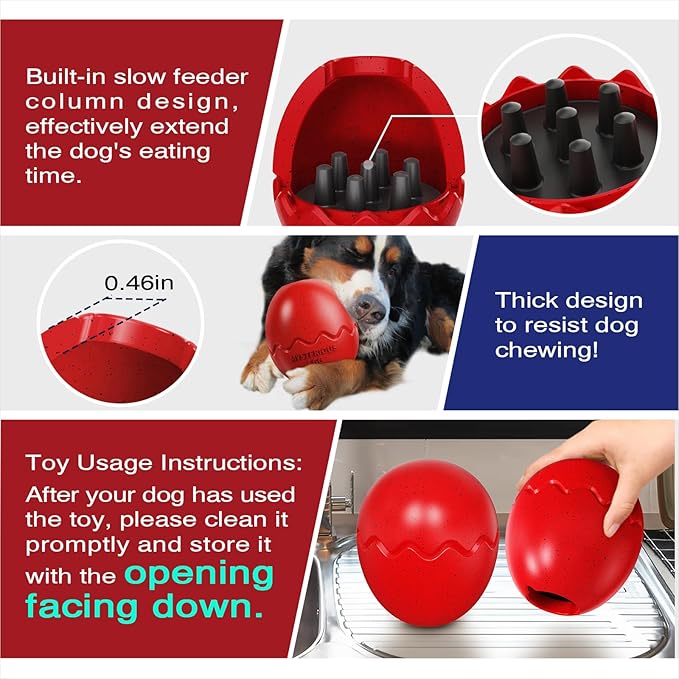 Extra-Large Size Dog Fillable Toy - Filler Lick Ball for Large Aggressive Chewers Breed Dogs Durable Peanut Butter Balls & Kibble Treat Dispenser & Chew Toys