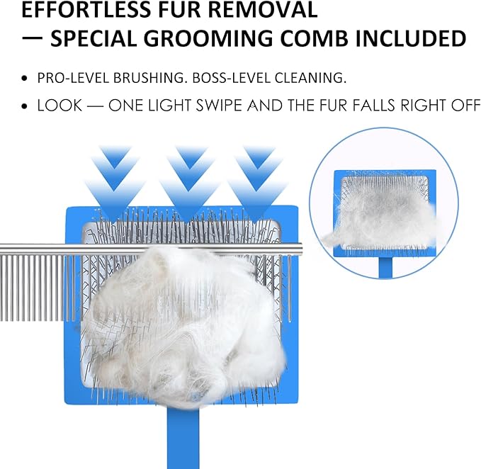 Slicker Brush for Dogs, Dog Grooming Supplies Long Pin Large Doodle Brush for Goldendoodles Poodles Bernedoodles, 3 Pcs Grooming Tools with Wooden Handle for Mats Tangles - Blue