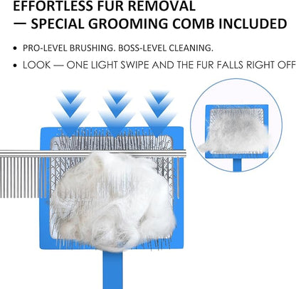 Slicker Brush for Dogs, Dog Grooming Supplies Long Pin Large Doodle Brush for Goldendoodles Poodles Bernedoodles, 3 Pcs Grooming Tools with Wooden Handle for Mats Tangles - Blue