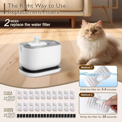 SORON 20 Packs Filter Replacement Compatible with PETLIBRO Cat Water Fountain PLWF005/PLWF105/PLWF115/PLWF106/PLWF116/PLWF305, Upgrade Replacement Filters Fit Pet libro Water Fountain, Easy to Install