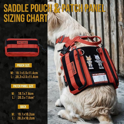 OneTigris Service Dog Vest Harness, Service Dog Cape Guardian Dog Backpack Harness with Pouches Dog Saddle Bag for Small Medium and Large Dogs (Red, M)