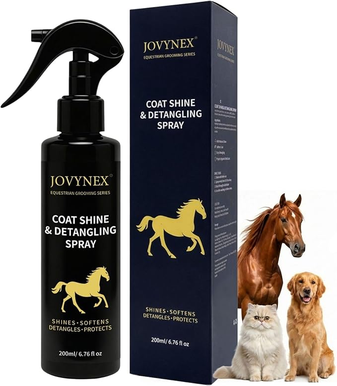 Mane and Tail Coat Detangler Spray, 6.76 Oz Horse Detangler Spray Dematting, Horse Dog Cat Pets Detangler Conditioner for Matted Hair, Brushable Coat, Knots & Tangles, Frizz Control, Radiant Shine