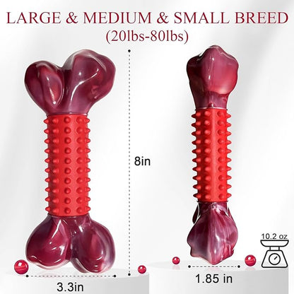 Apasiri Dog Toys for Aggressive Chewers with Beef Flavor: 4-Pack Dog Bones for Large Dogs, 8" Chew Toys Long-Lasting, Tough Nylon & Rubber Dogs Toys