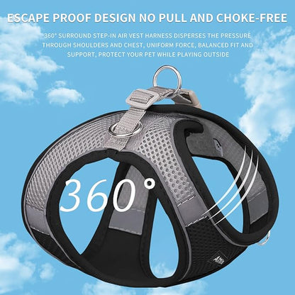 AIITLE Small Harness for Puppy with A Leash - Dog Vest Harness with Super Breathable Mesh, Reflective No-Pull Pet Harness for Outdoor Walking, Running for Small Dogs, Cats Black XXS