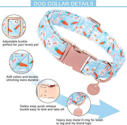 UP URARA PUP Bunny Collar, Cotton Rabbit Collar for Puppy Girl Boy Dog or Cat, Cute Carrot Pet Collar with Metal Buckle, XL