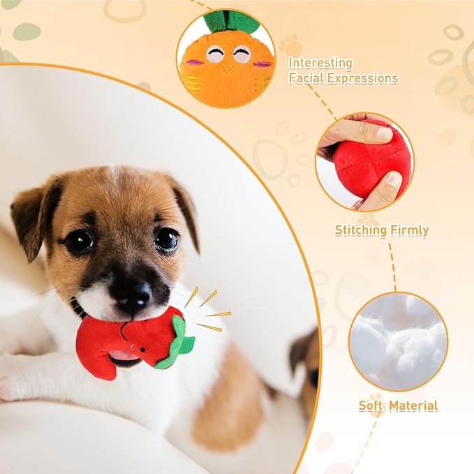 MRSOHRET Squeaky Dog Toys, 15Pcs Small Plush Puppy Toy, Dog Toys to Keep Them Busy, Interactive Squeak Stuffed Toys for Small Medium Dogs with Basket, Reduce Boredom and Teeth Cleaning