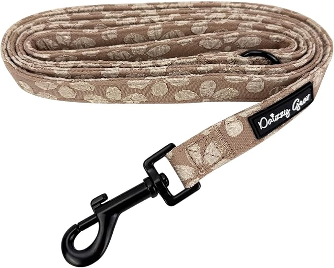 Medium Dog Collar and Harness Set – No Pull, All-Weather, Breathable Harness & Leash Set with Collar, Bandana, Sailor Bow & Poop Bag Holder – Adjustable & Soft - Cocoa Bloom on Jacquard Fabric