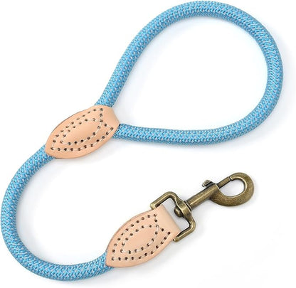 Mile High Life Short Dog Leash, Short Leash for Large Dogs, Reflective Dog Lead with w Leather Tip, Heavy Duty Leash for Large and Medium Dogs Training and Walking(Green, 18 Inch)